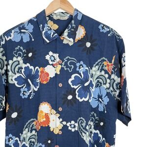 Tommy Bahama Men's Hawaiian Shirt Blue Floral Short Sleeve Button Up
